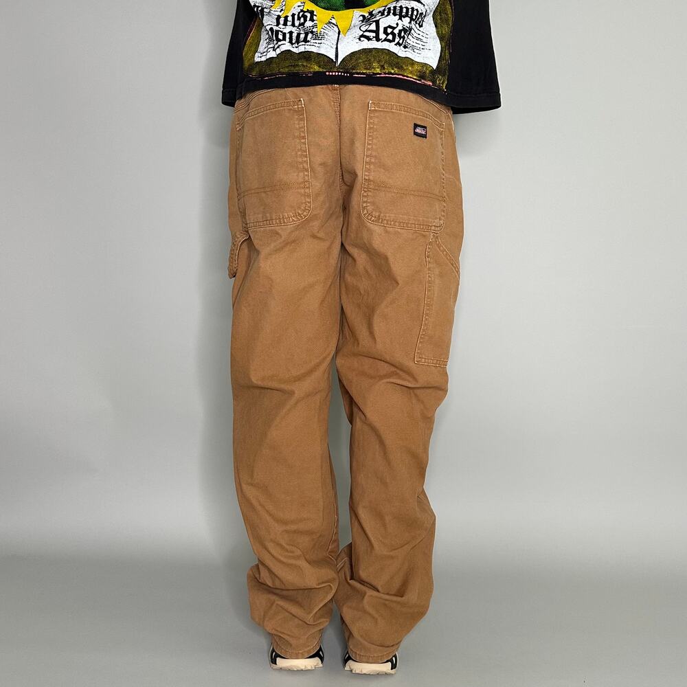Vintage 90s Dickies Carpenter Pants 34x34 Relaxed Tan Dungarees Work Wear - Picture 4 of 5